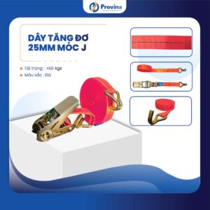 Dây Tăng Đơ 25mm 450 Kgs Màu Đỏ Móc J