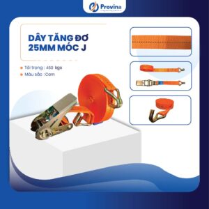 Dây Tăng Đơ 25mm 450kgs Màu Cam Móc J