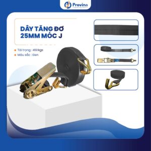 Dây Tăng Đơ 25mm 450kgs Màu Đen Móc J