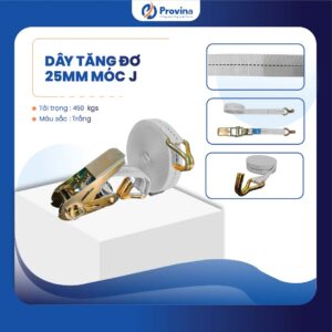 Dây Tăng Đơ 25mm 450kgs Màu Trắng Móc J