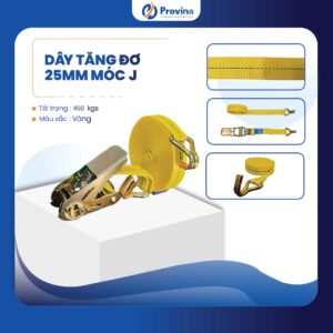 Dây Tăng Đơ 25mm 450kgs Màu Vàng Móc J