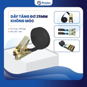 Dây Tăng Đơ 25mm 450kgs Màu Đen Không Móc