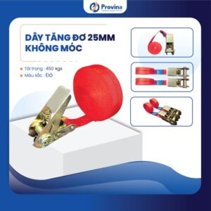 Dây Tăng Đơ 25mm 450kgs Màu Đỏ Không Móc