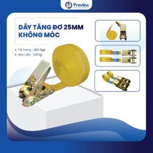 Dây Tăng Đơ 25mm 450kgs Màu Vàng Không Móc