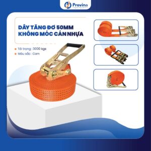 Dây Tăng Đơ 50mm 3t Màu Cam Cán Nhựa Không Móc
