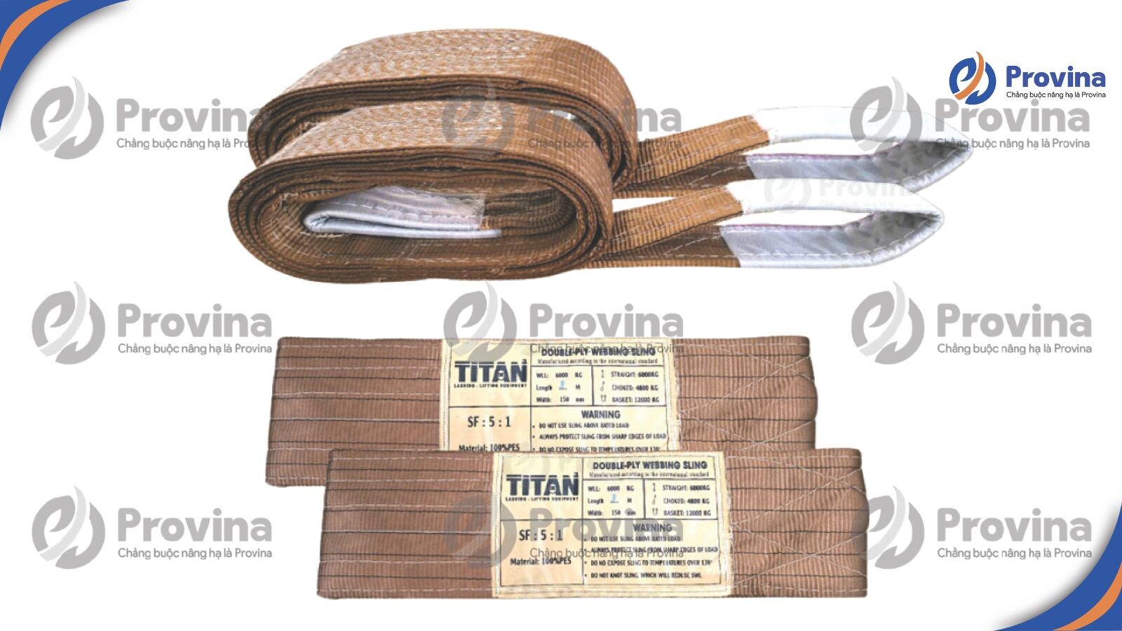 Dây cáp vải bạt màu nâu (6 tấn)