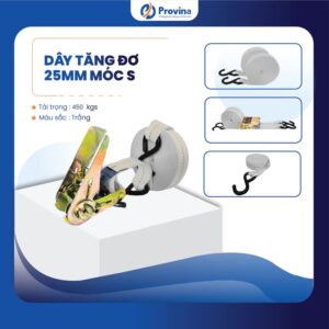 Dây Tăng Đơ 25mm 450kgs Màu Trắng Móc S